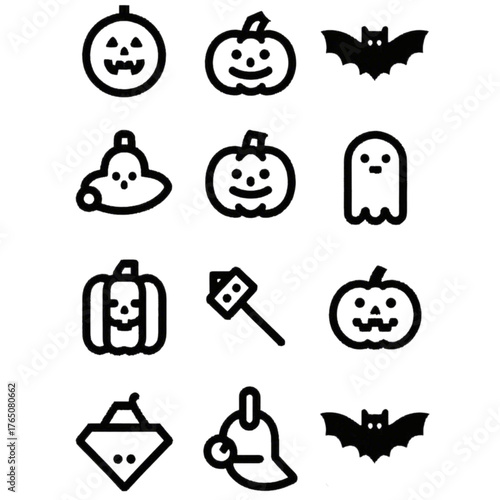 set of halloween icon elements illustrations
