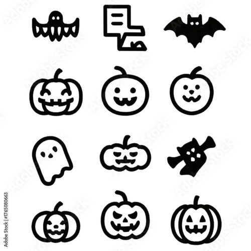 set of halloween icon elements illustrations