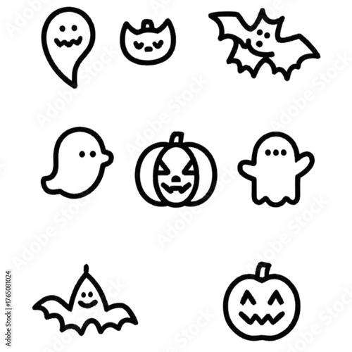 set of halloween icon elements illustrations