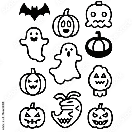 set of halloween icon elements illustrations