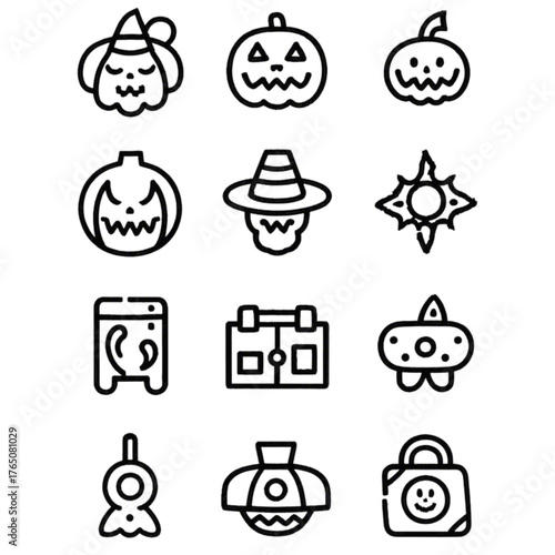 set of halloween icon elements illustrations
