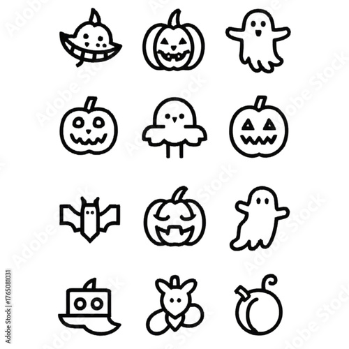 set of halloween icon elements illustrations
