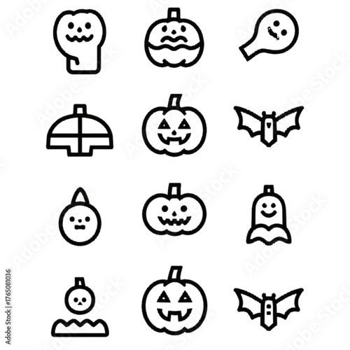 set of halloween icon elements illustrations