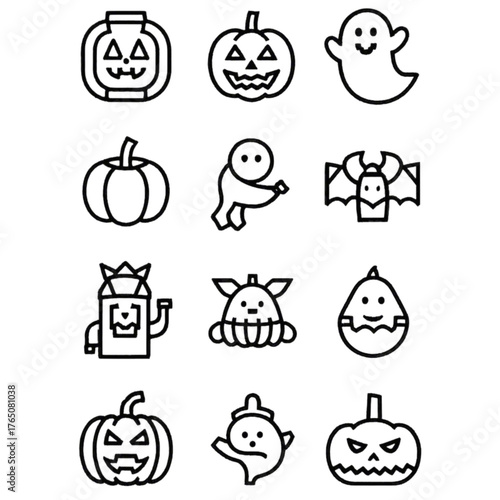 set of halloween icon elements illustrations