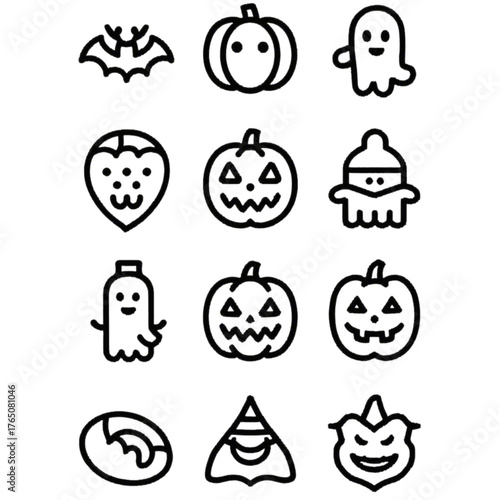 set of halloween icon elements illustrations