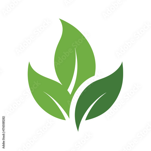 Botanical Tea Leaf Mark Flat Color Eco Logo Design