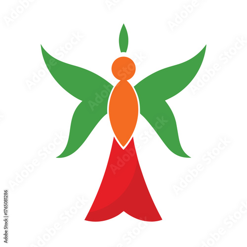 Flat Color Angel Silhouette Logo Minimal Christmas Art