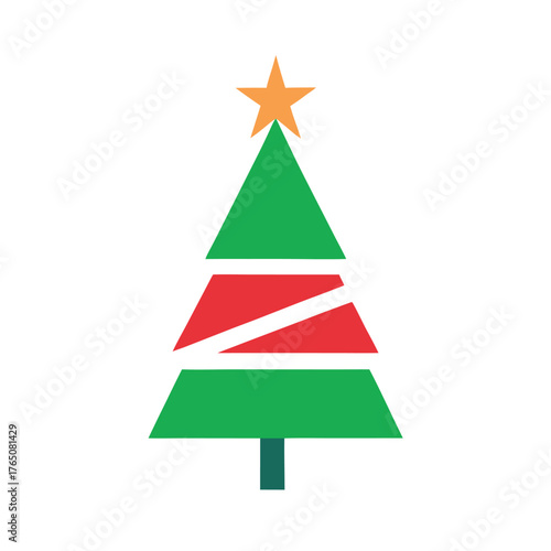 Flat Color Christmas Tree Logo Minimalist Vector