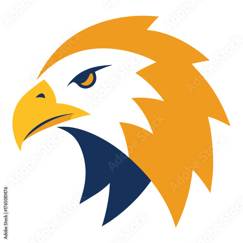 Flat Color Eagle Head Logo Powerful Minimal Vector