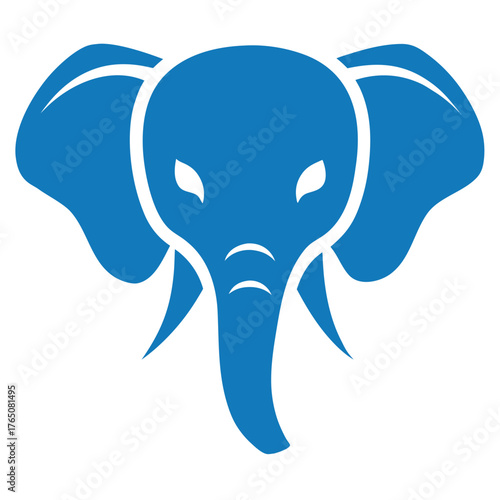 Flat Color Elephant Head Logo Simple Strong Design