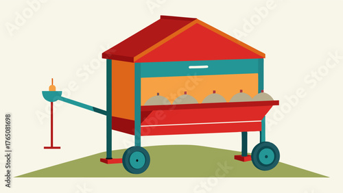 A portable and lightweight feeder that can be easily moved to different areas of the poultry house for more efficient feeding.. Vector illustration