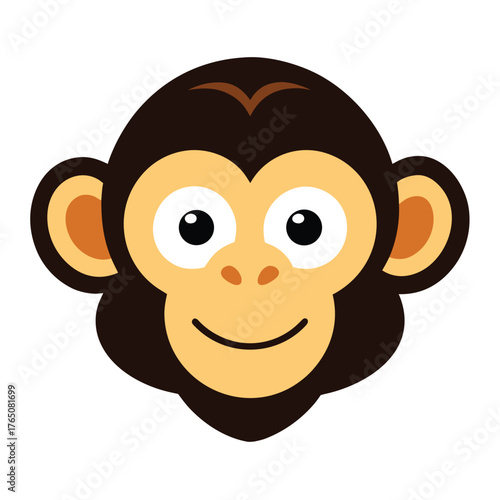 Flat Color Monkey Head Logo Playful Cartoon Vector
