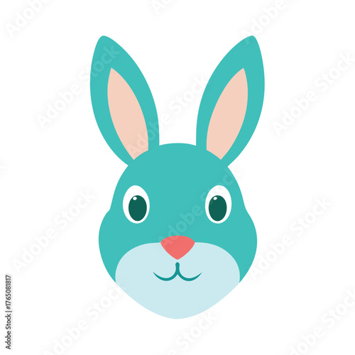 Flat Color Rabbit Head Logo Cute Minimal Character