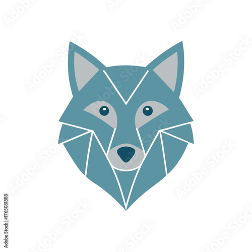 Flat Color Wolf Head Logo Elegant Geometric Vector