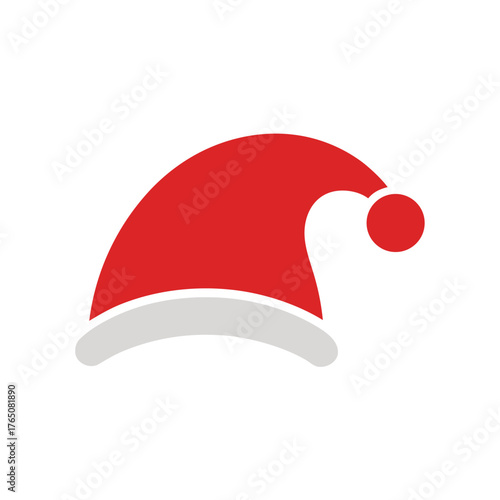 Flat Color Santa Hat Logo Simple Festive Design
