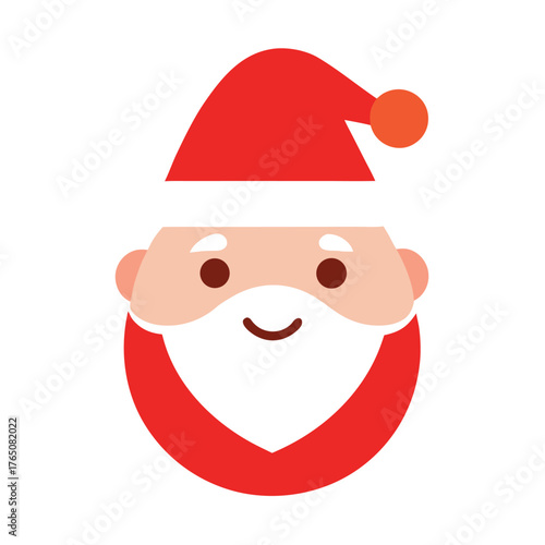 Flat Santa Face Logo Vector Minimalist Christmas Art