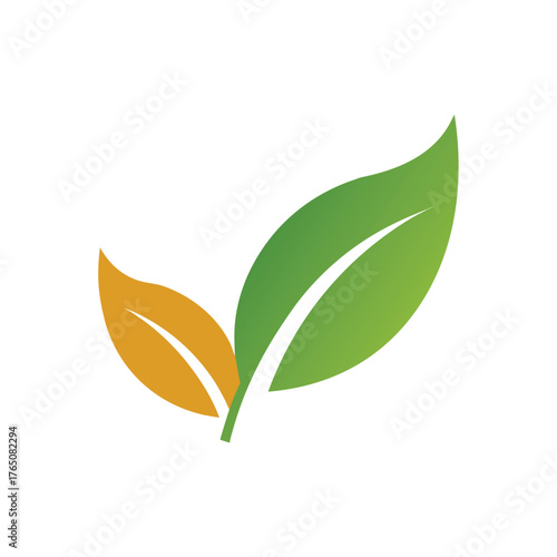 Minimal Tea Leaf Logo Flat Color Vector On White