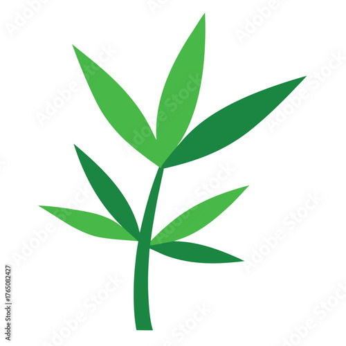 Soft Green Bamboo Leaves Flat Cartoon Vector