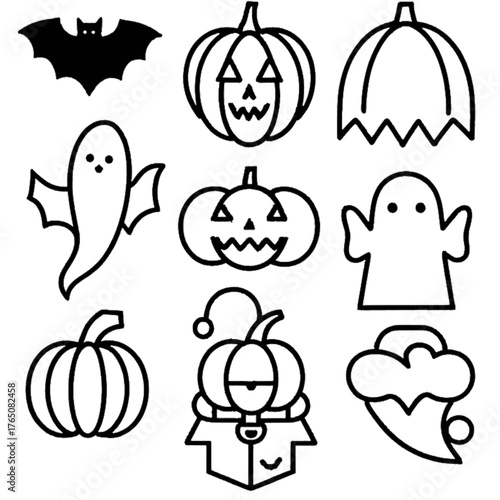 set of halloween icon elements illustrations