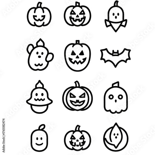 set of halloween icon elements illustrations
