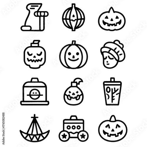 set of halloween icon elements illustrations