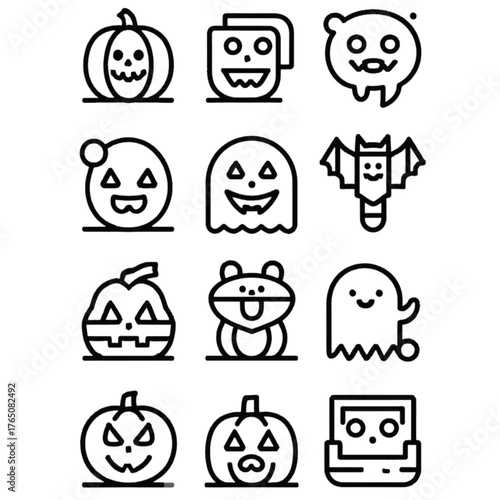 set of halloween icon elements illustrations
