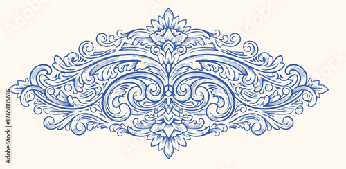 Floral decorative vector elements set, rococo and baroque style, vintage royal details. engraving illustration set