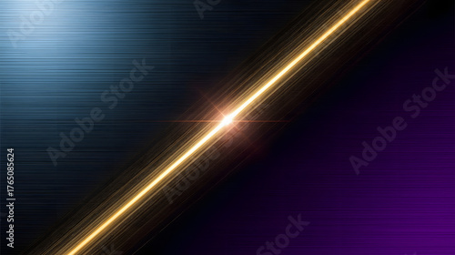 Dynamic glowing light streak illuminates brushed metal surface with vibrant blue to purple gradient