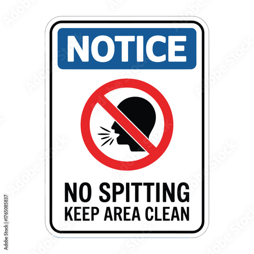 No spitting sign prohibition symbol with a person spitting vector illustration for public health and hygiene awareness