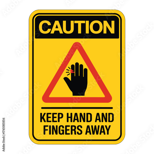 Caution sign with hand and fingers warning to keep hand and fingers away vector illustration for safety and hazard prevention