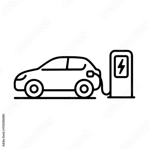 Electric Vehicle Charging Station A Line Art Illustration of Sustainable Transportation
