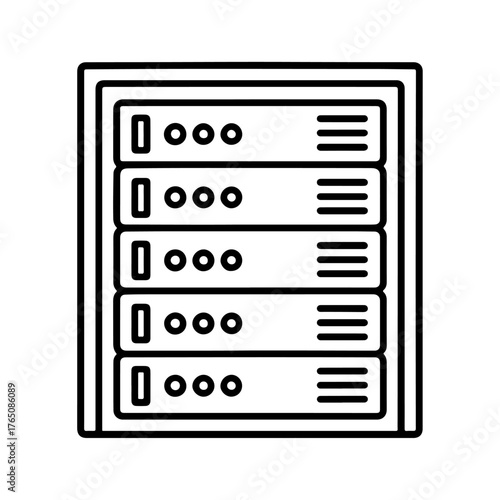 Modern Server Rack with Multiple Slots for Data Storage and Processing Equipment