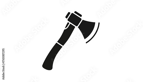 Vector illustration of a traditional woodcutting axe, featuring a sturdy handle and sharp blade, perfect for design projects related to carpentry, outdoor activities, or rugged concepts