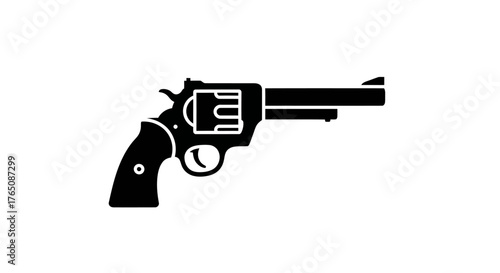 Classic revolver silhouette, a powerful symbol of defense, justice, and law enforcement, ideal for graphic design projects related to security, protection, and historical weaponry