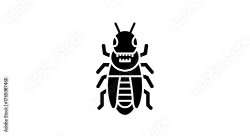 Black and White Beetle Icon Simple Insect Design for Web and Print