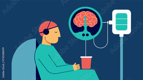 A patient undergoing an MRI scan may receive a contrast agent such as gadolinium through an intravenous IV line. This contrast material helps highlight certain brain structures and. Vector