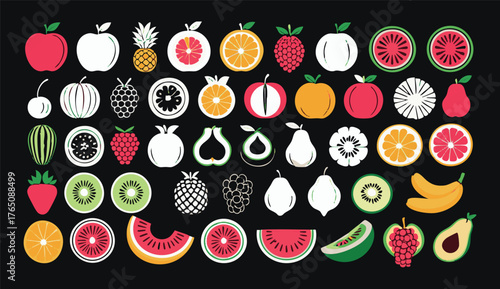 Vibrant Flat Fruit Silhouettes and Slices Collection