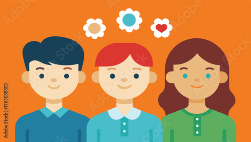 A snapshot of a group of siblings in their teen years showcasing the wide range of brain development and individual personalities within one family.. Vector illustration