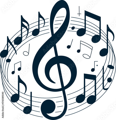 Download music notes and clef vector illustration for musical background design use