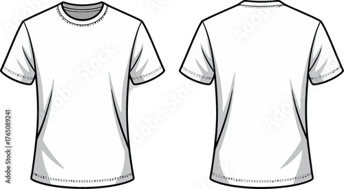 White t shirt template front and back view blank mockup for print design apparel fashion