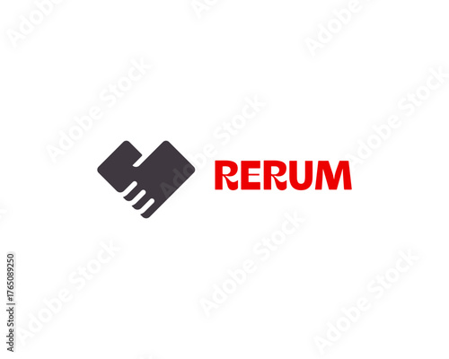 Abstract heart from human hands logo. Universal handshake partnership deal minimalistic sign. Vector illustration