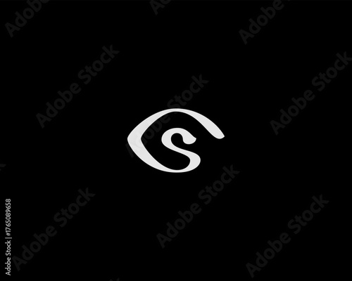Minimalistic eye logo. Creative C S letters. Snake vector sign.