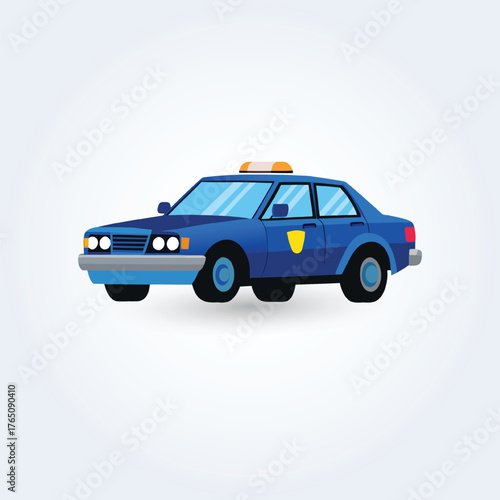 An illustration of a police blue car