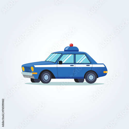An illustration of an old patrol car with a red light