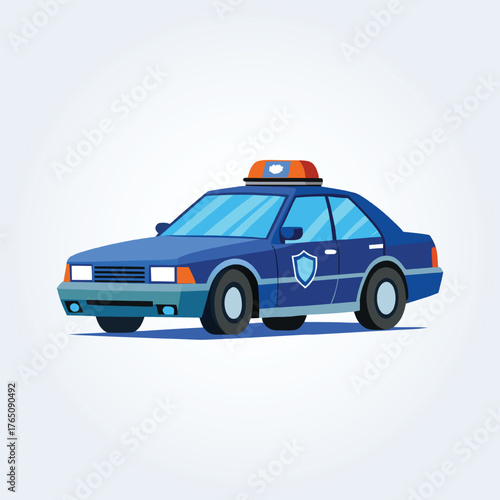 An illustration of a red cop car with a red light