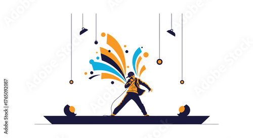 Energetic performer captivates the crowd during a vibrant stage show