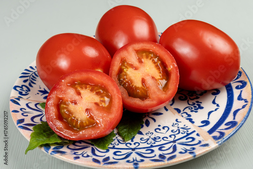 Red ripe roma tomatoes used for pasta sauce or tomatpes sauce in Italian cuisine