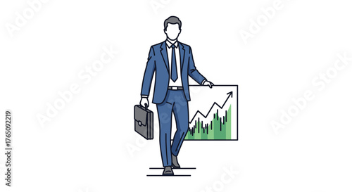 Executive showcasing market growth, financial success illustration design