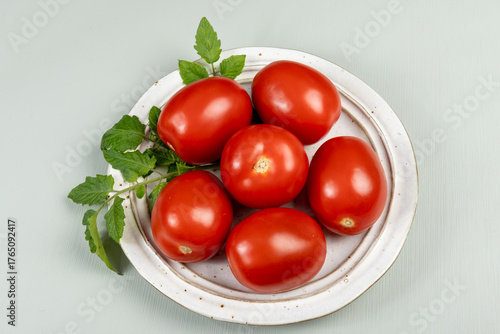Red ripe roma tomatoes used for pasta sauce or tomatpes sauce in Italian cuisine