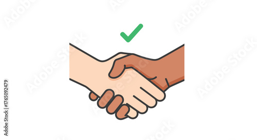 Successful partnership illustration: Two hands in firm handshake agreement